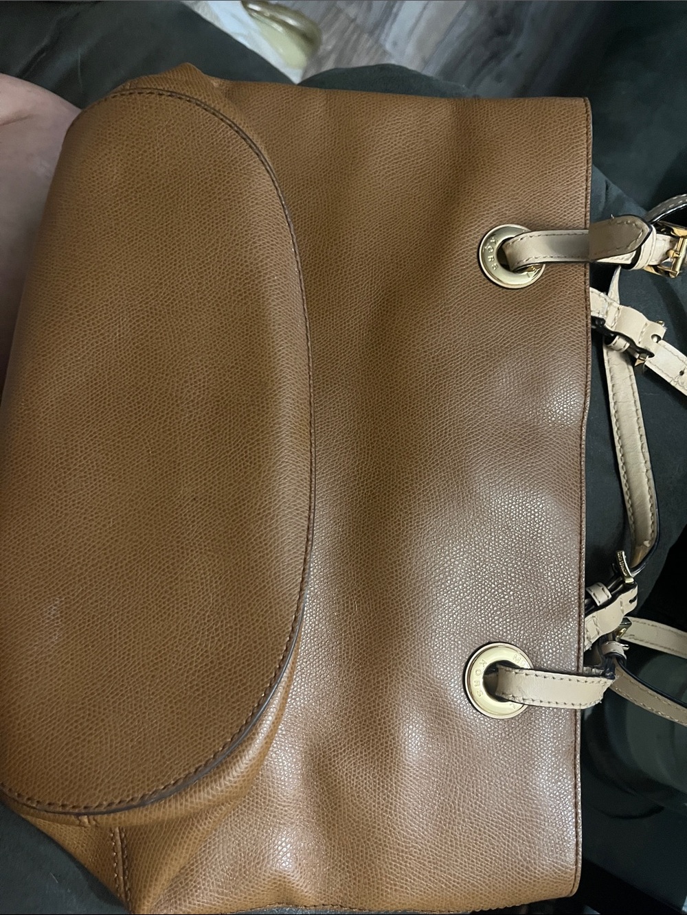 MICHAEL Michael Kors Tan and Cream Pebbled Leather Shoulder Bag